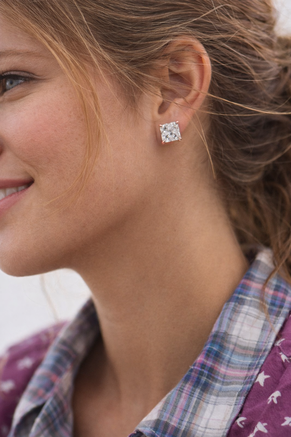 Princess Cut Diamond Stud Earring