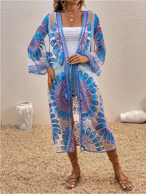 Modern Beach Skirt Casual Vacation Lace Cardigan Bikini Swimsuit Cover-Up Sun Protection Wear